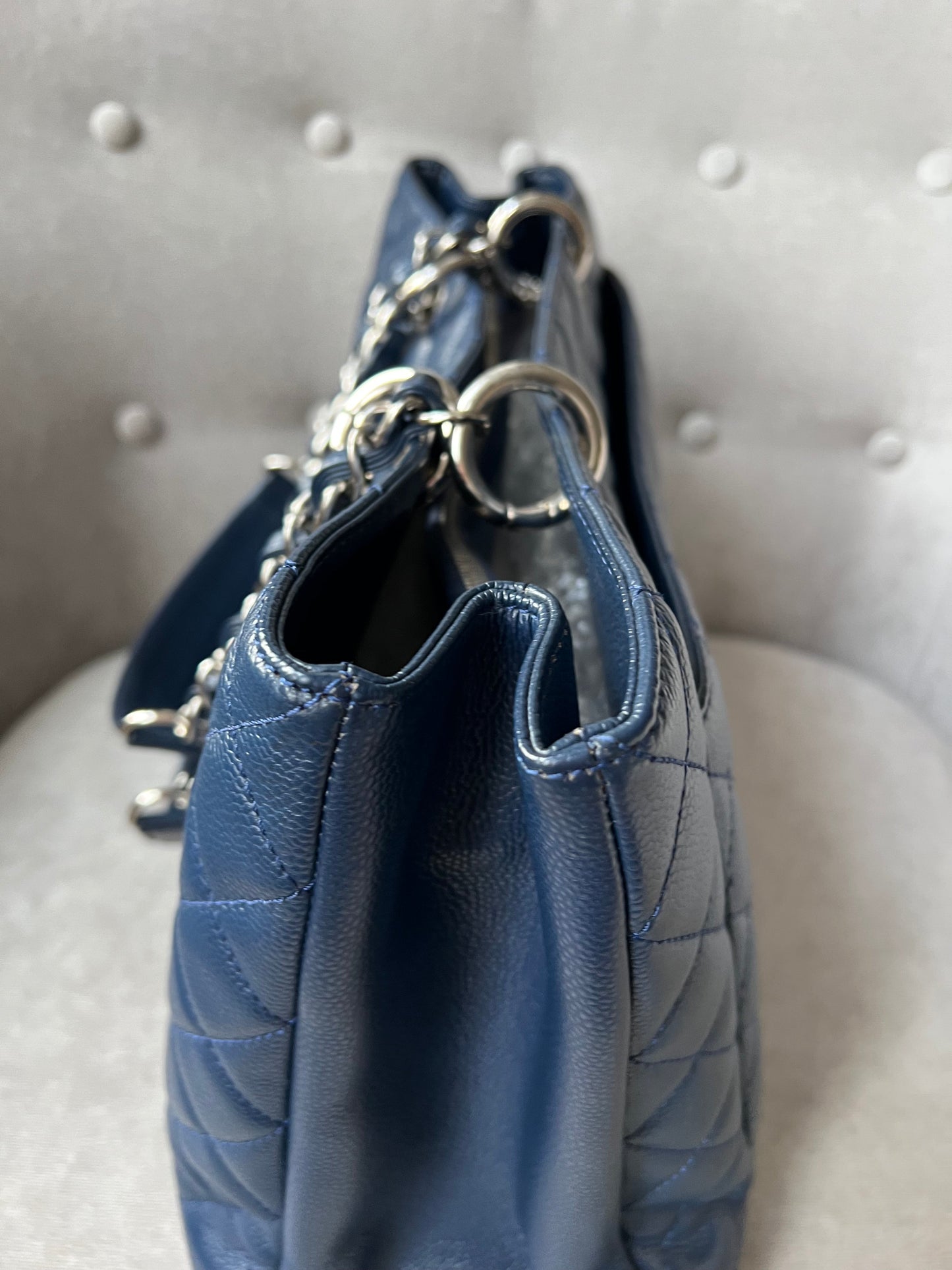 Chanel XL Dark Blue Caviar Grand Shopper Tote