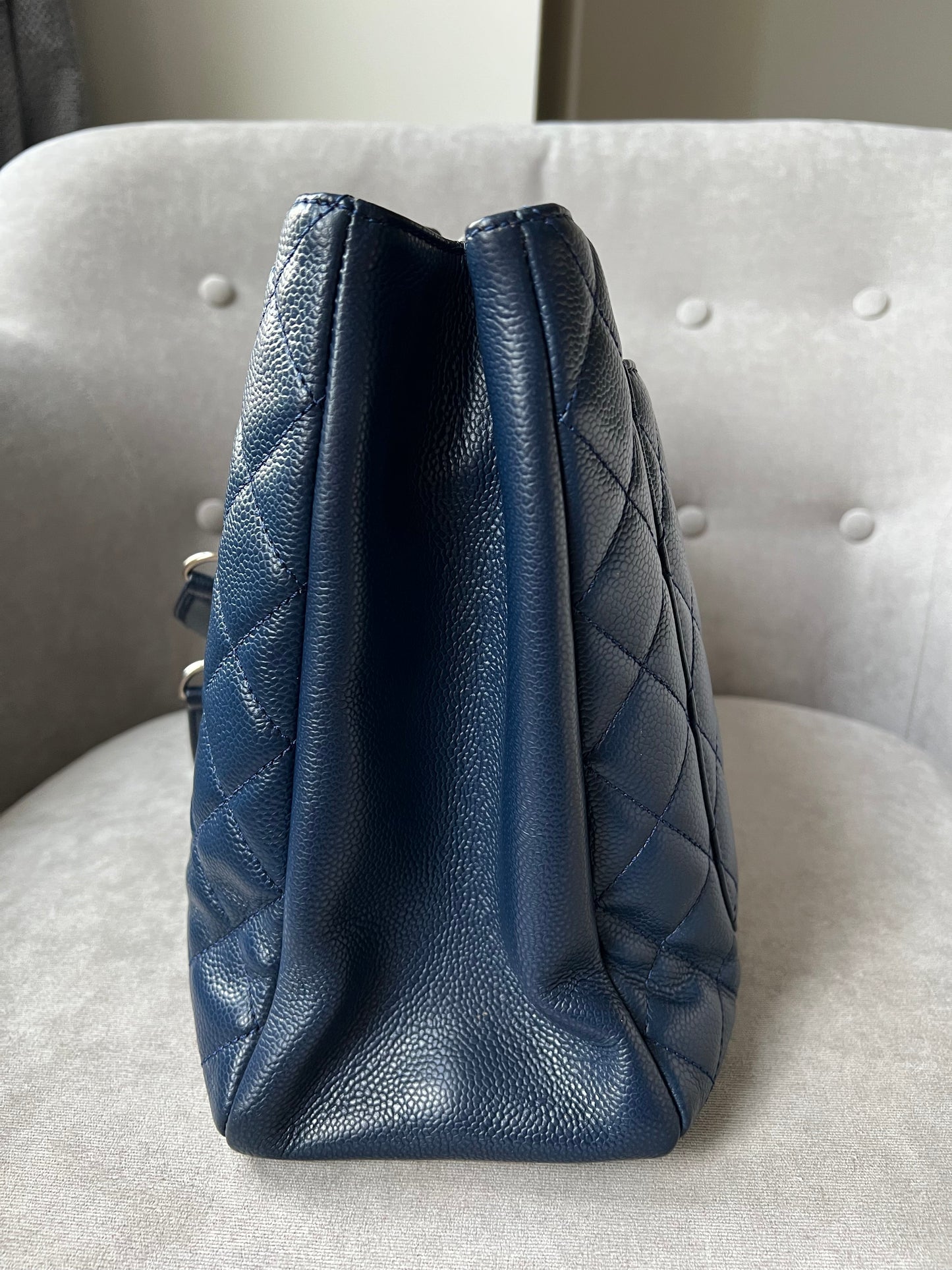 Chanel XL Dark Blue Caviar Grand Shopper Tote