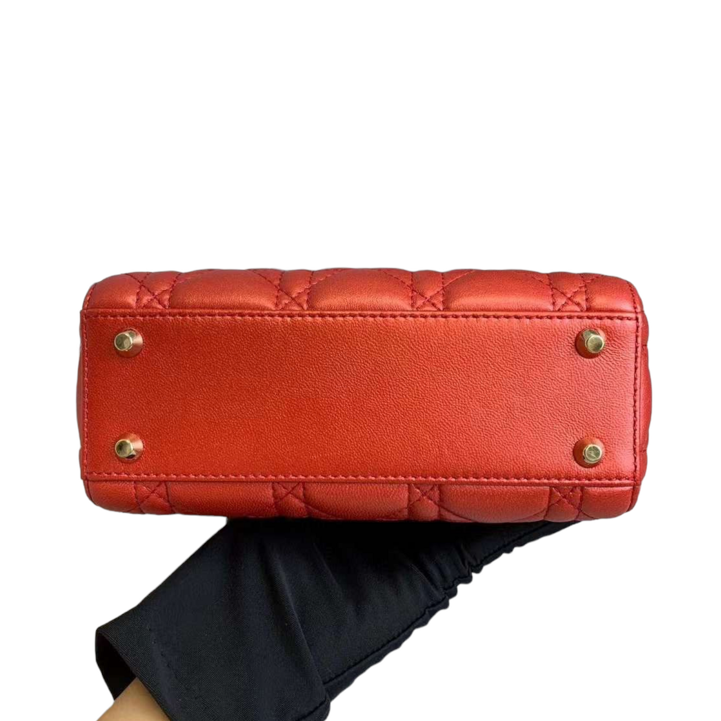 Lady Dior Mini Lambskin Iridescent Orange GHW