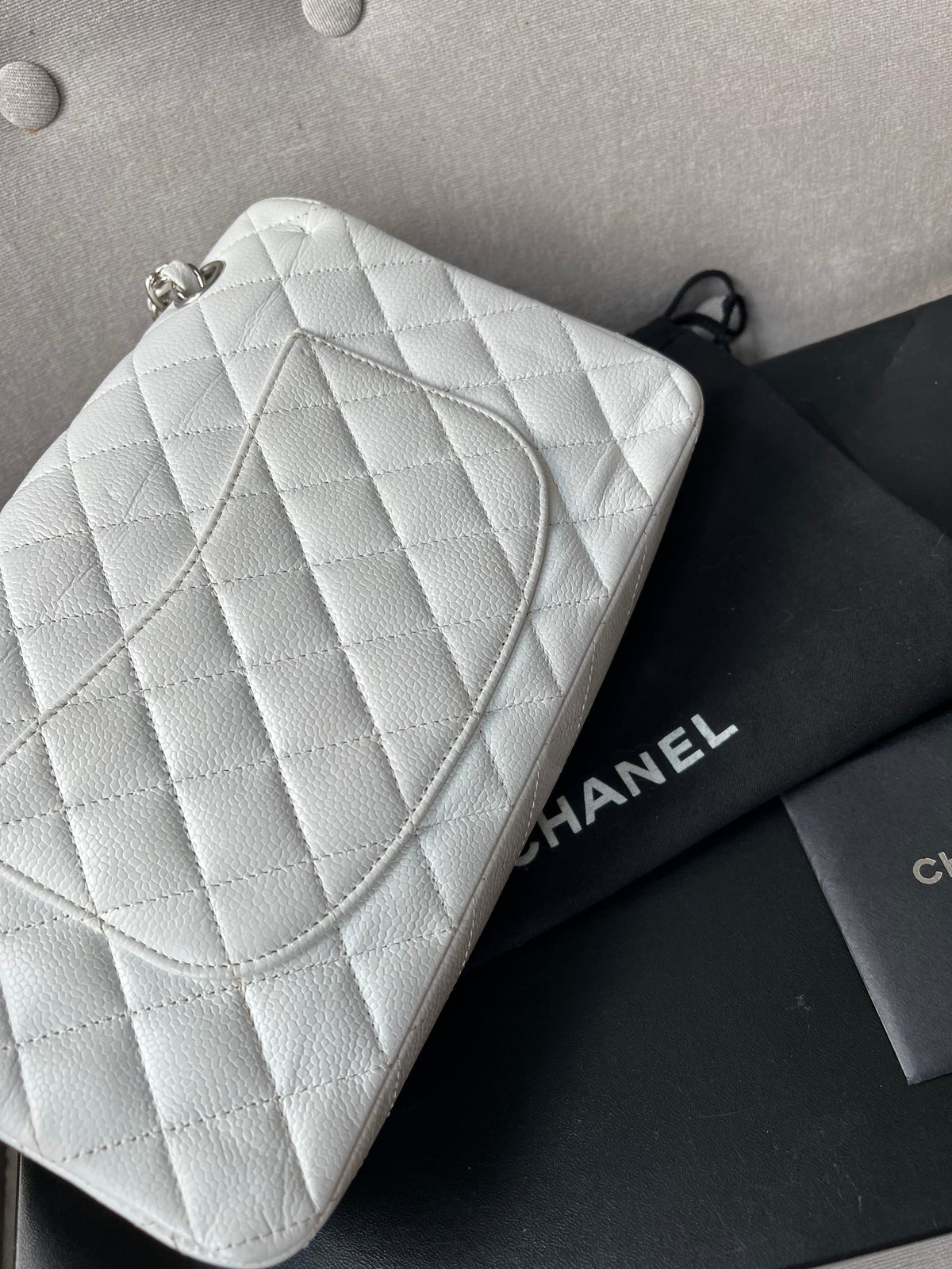 Chanel Medium Classic Flap in White Caviar