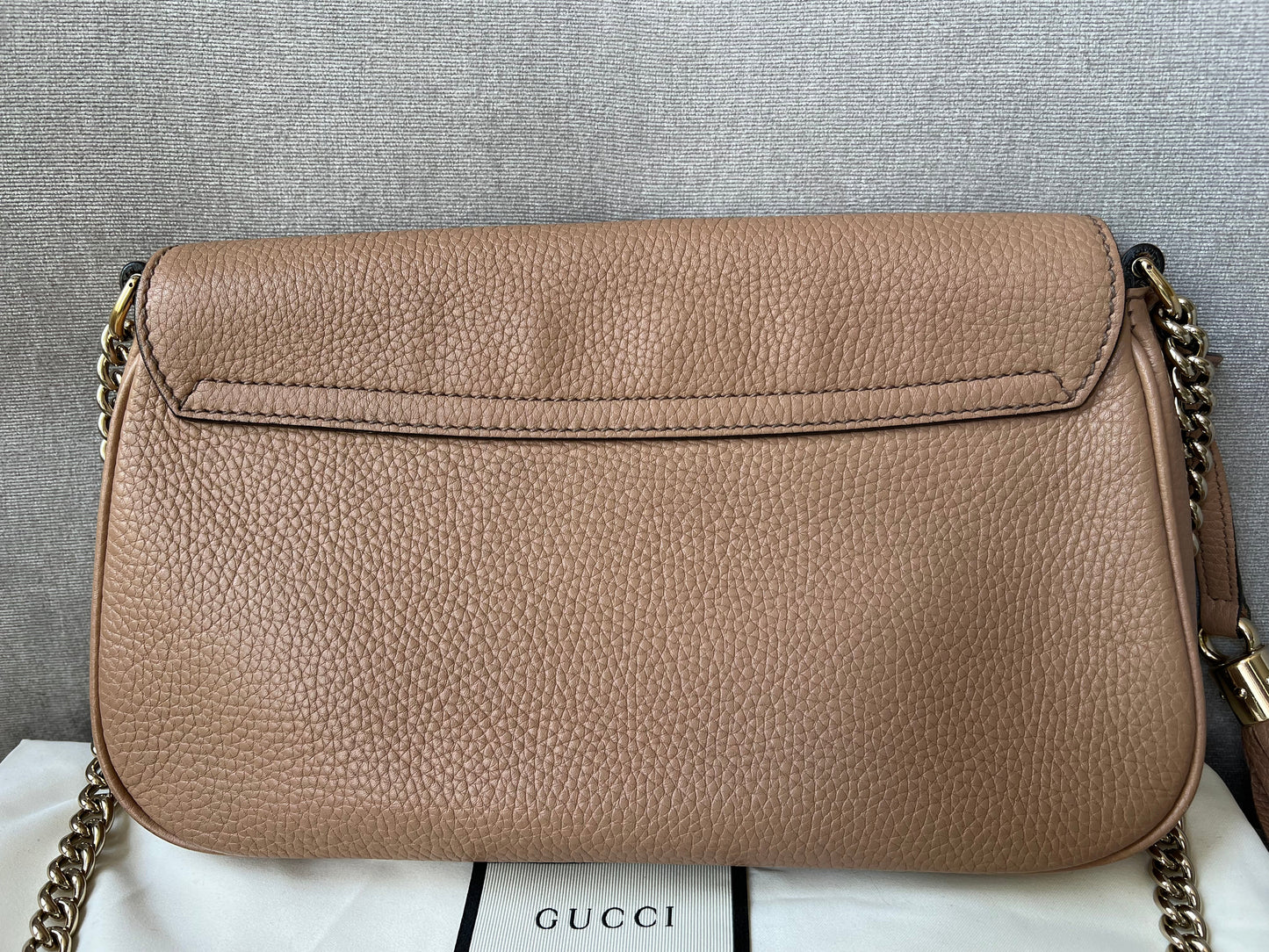 Gucci Rose Beige Soho Disco Crossbody Flap Bag