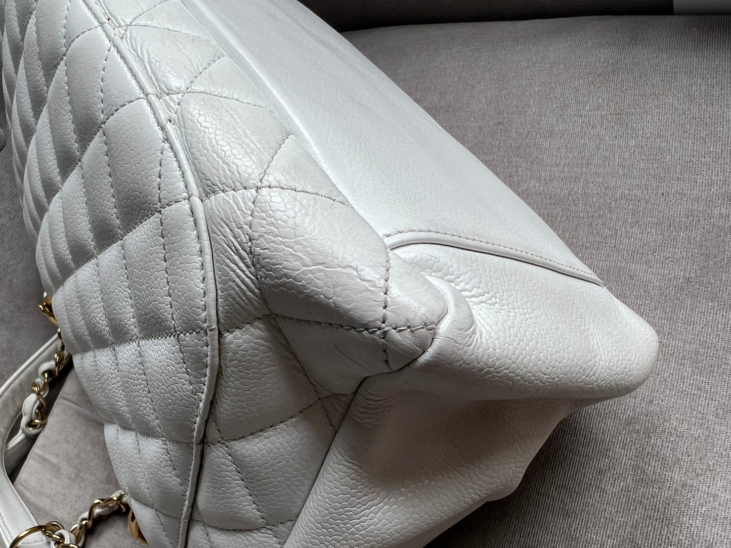 Chanel White Caviar Grand Shopper Tote