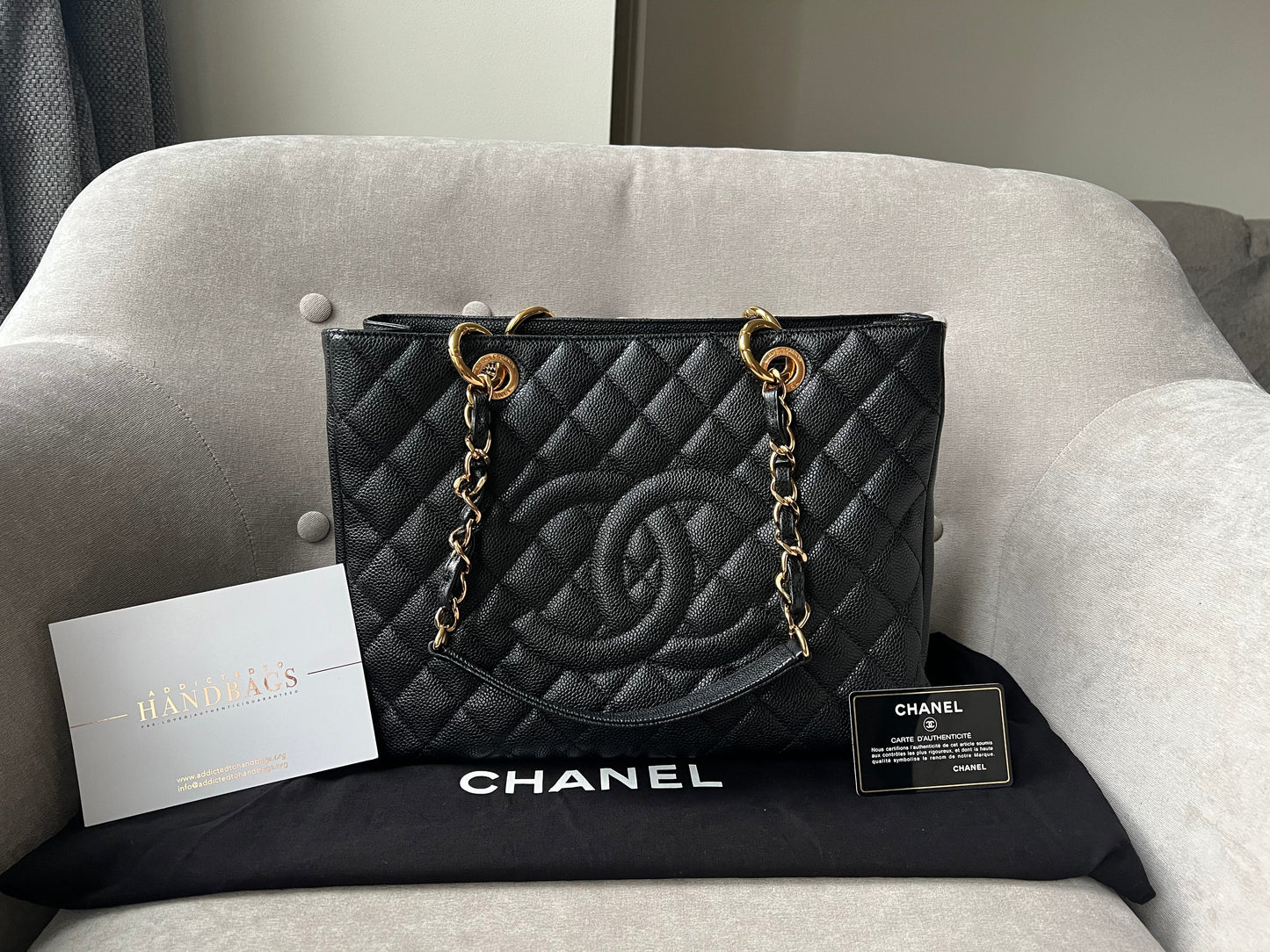 Chanel Black Caviar Grand Shopper Tote Gold Hardware