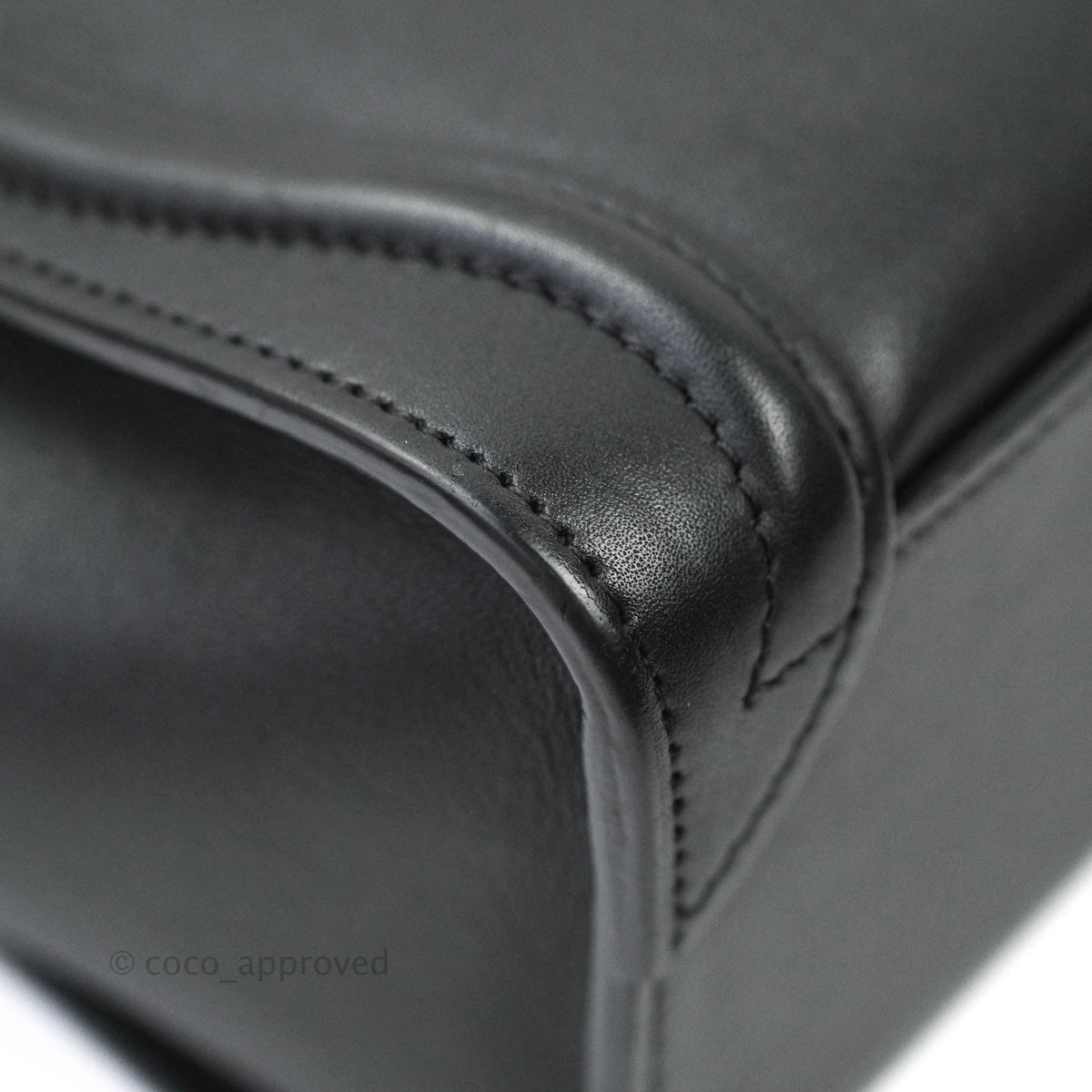 Celine Nano Luggage in Black Calfskin Antique Gold Hardware