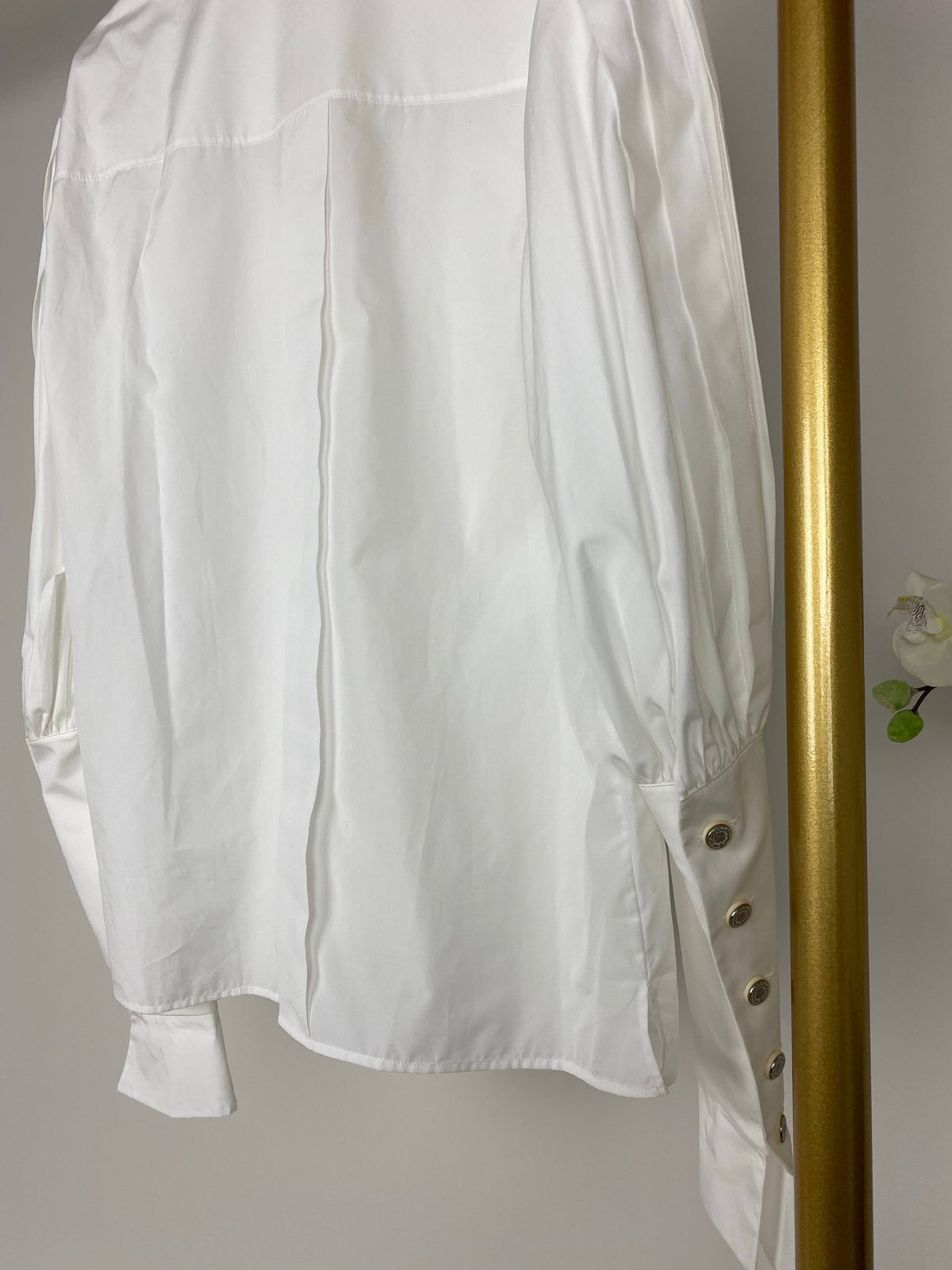 Chanel White Cotton High Neck Pleated Shirt Size FR34 (UK6) RRP ¬£3,720