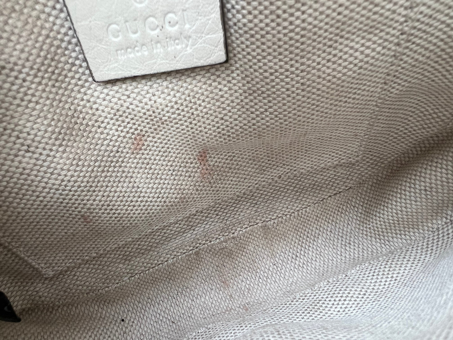 Gucci White Mini Soho Chain Crossbody Flap Bag