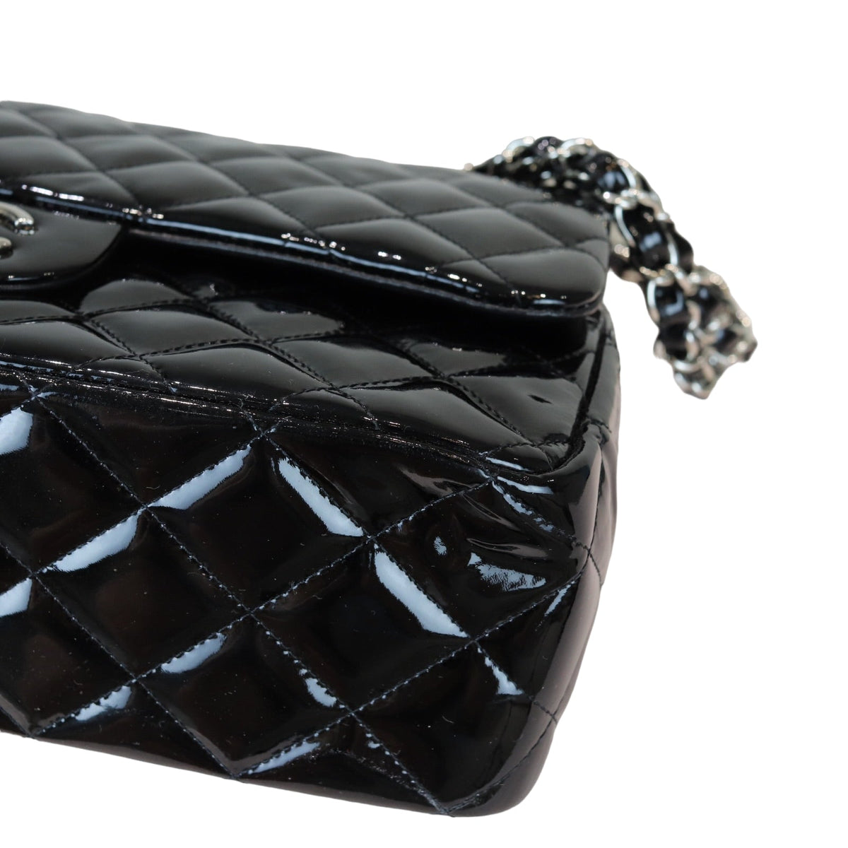 Double Flap Jumbo Quilted Patent Black SHW