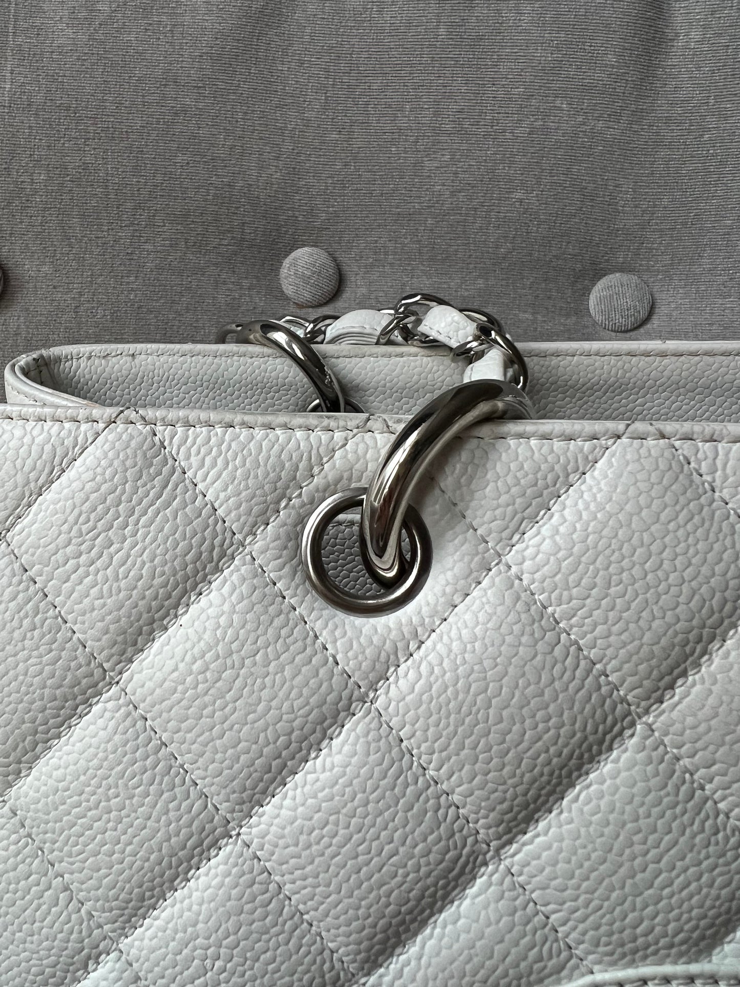 Chanel White Caviar Grand Shopper Tote