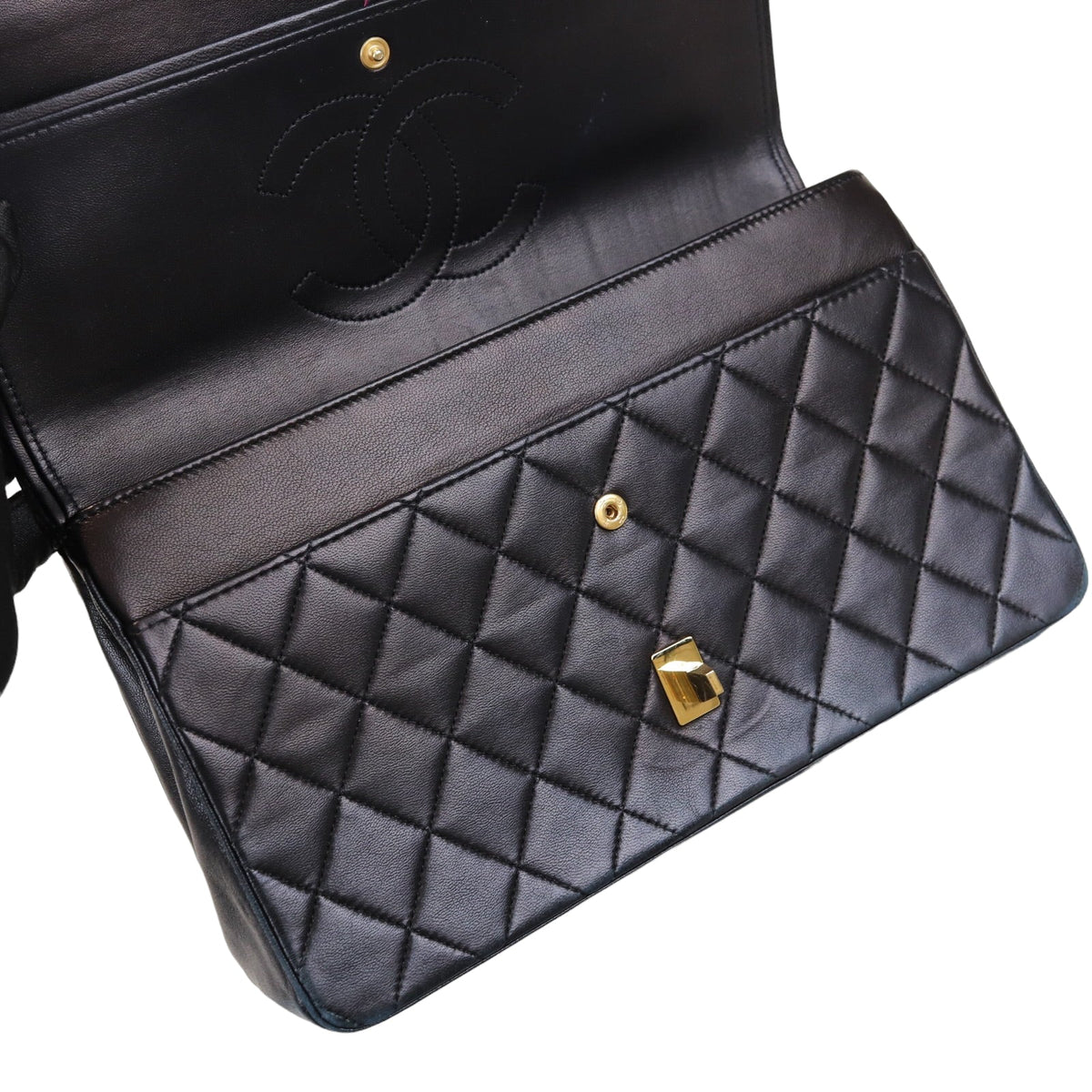 Mademoiselle Vintage Double Flap Medium Black GHW