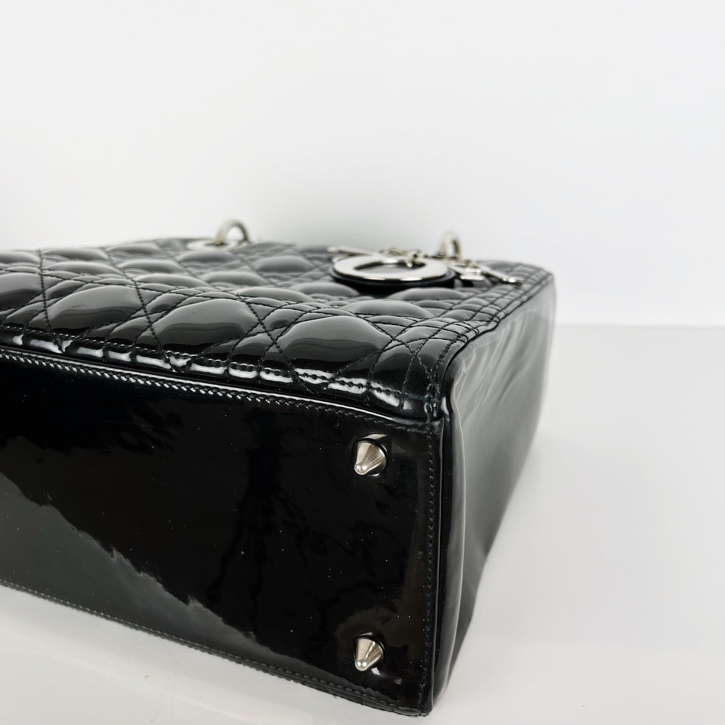 Lady Dior Medium Patent Black SHW