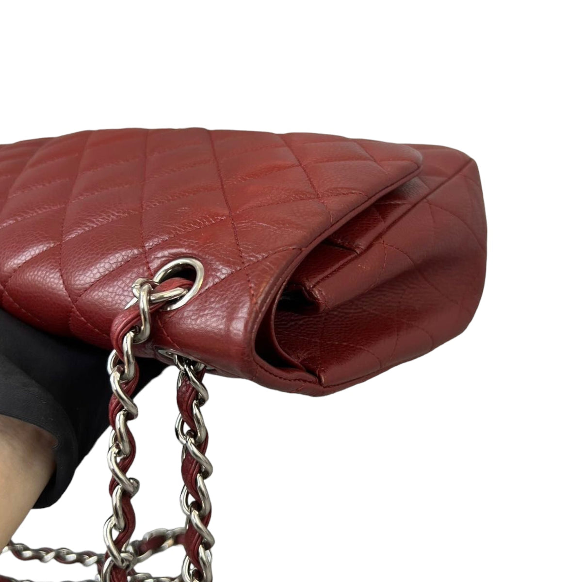 Classic Double Flap Jumbo Caviar Red SHW