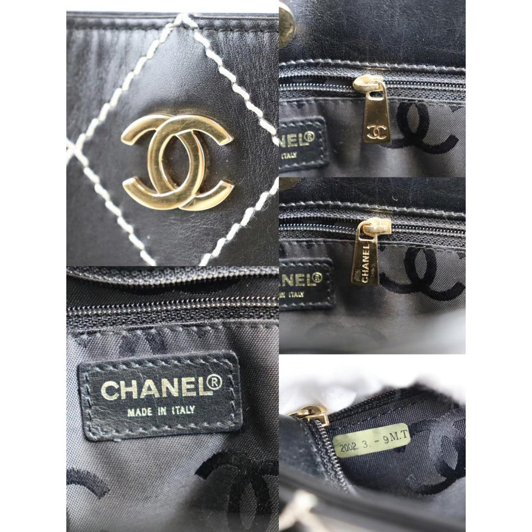 Rank A ｜Chanel Lamb Skin Wild Stitching Coco Mark Handbag ｜22102007