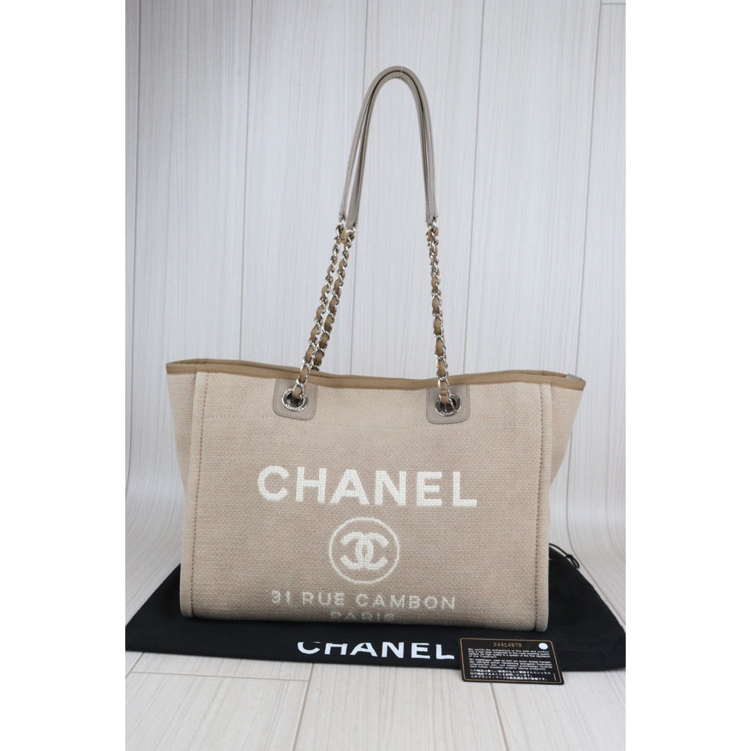 Rank A ｜ CHANEL Canvas Deauville 34 Tote ShoulderBag ｜V23062952