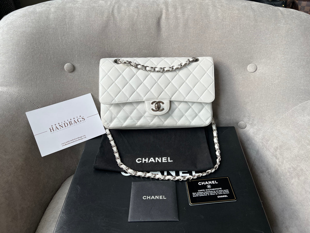Chanel Medium Classic Flap in White Caviar