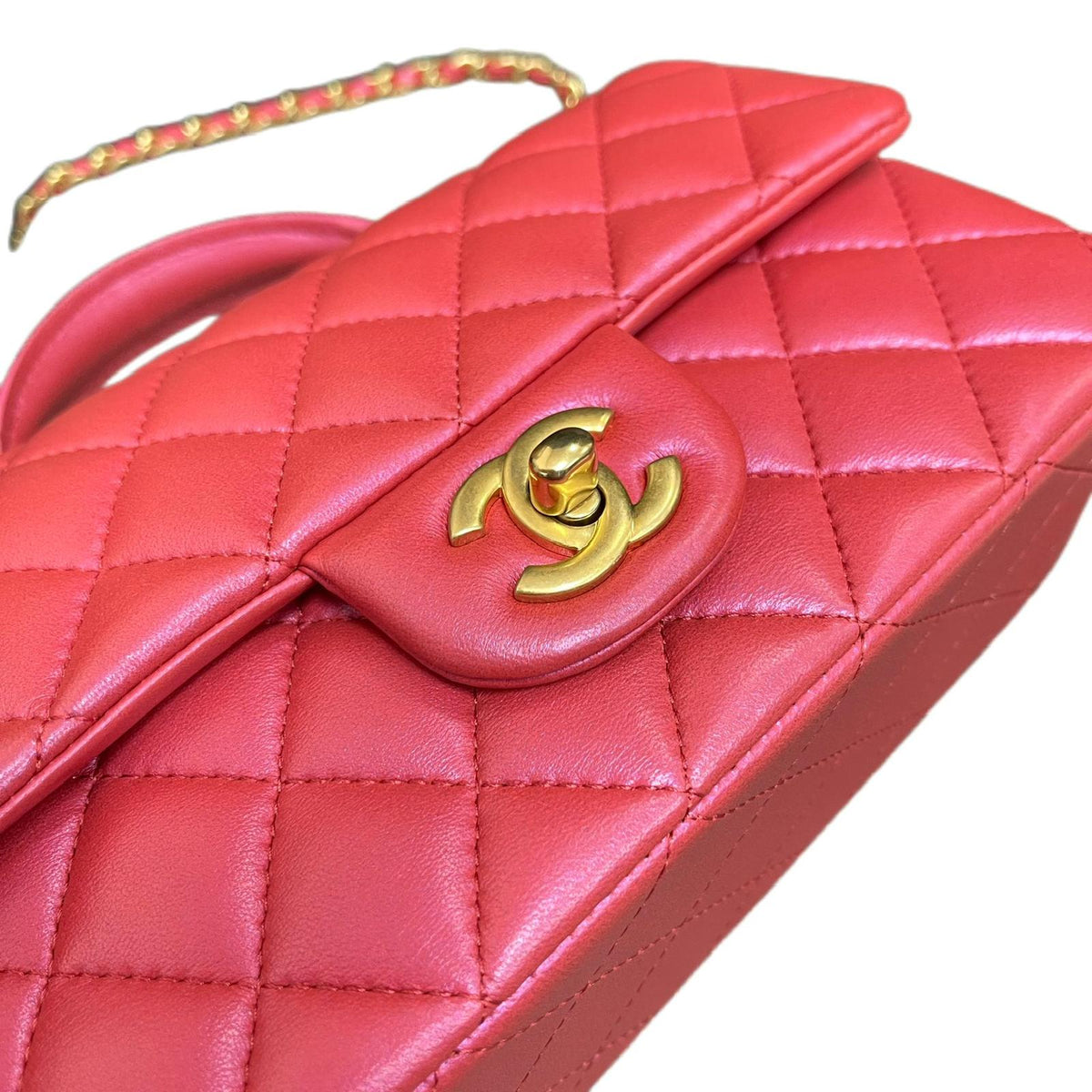 MiniMini Rectangle Handle Lambskin Red GHW