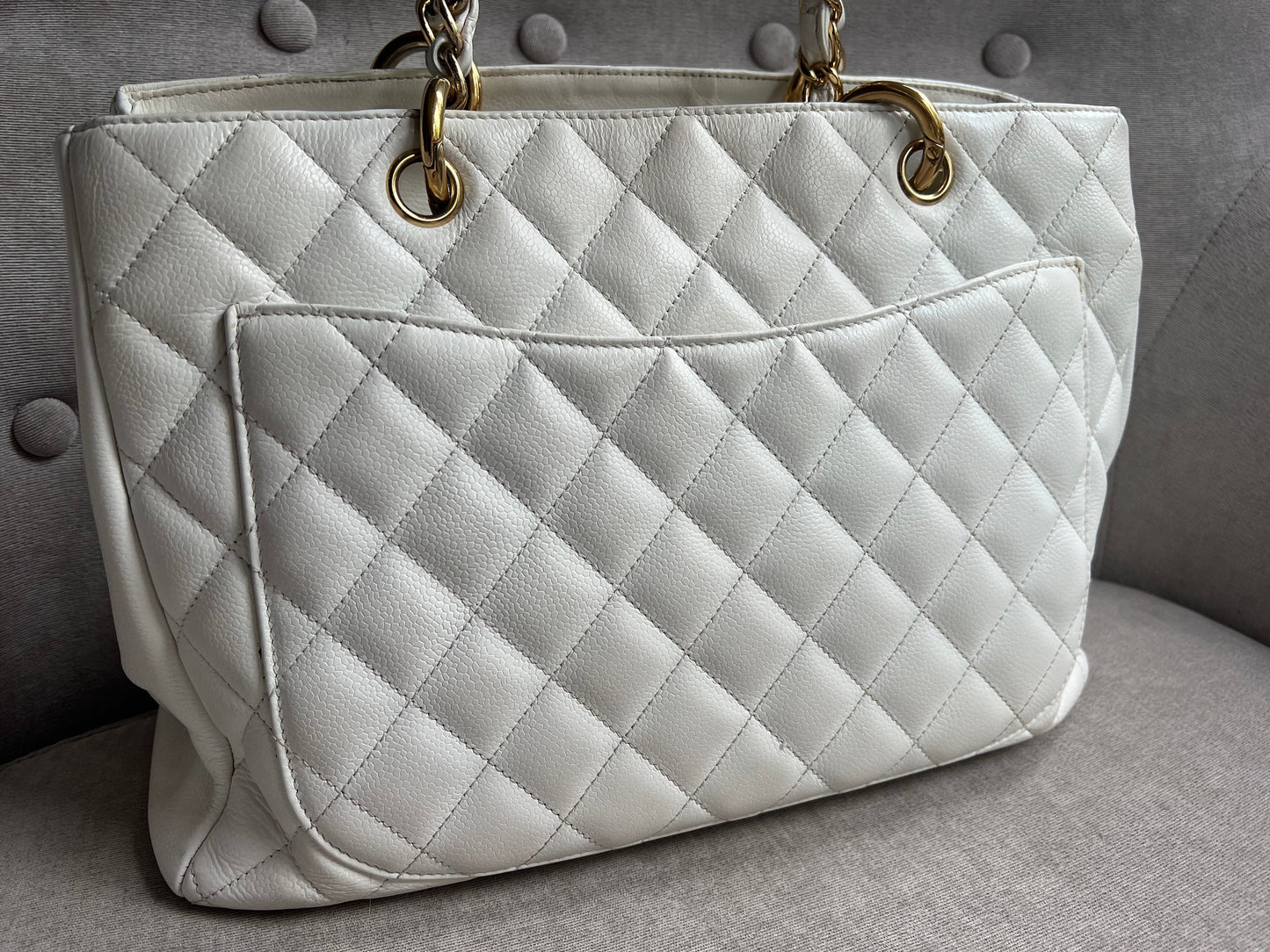 Chanel White Caviar Grand Shopper Tote