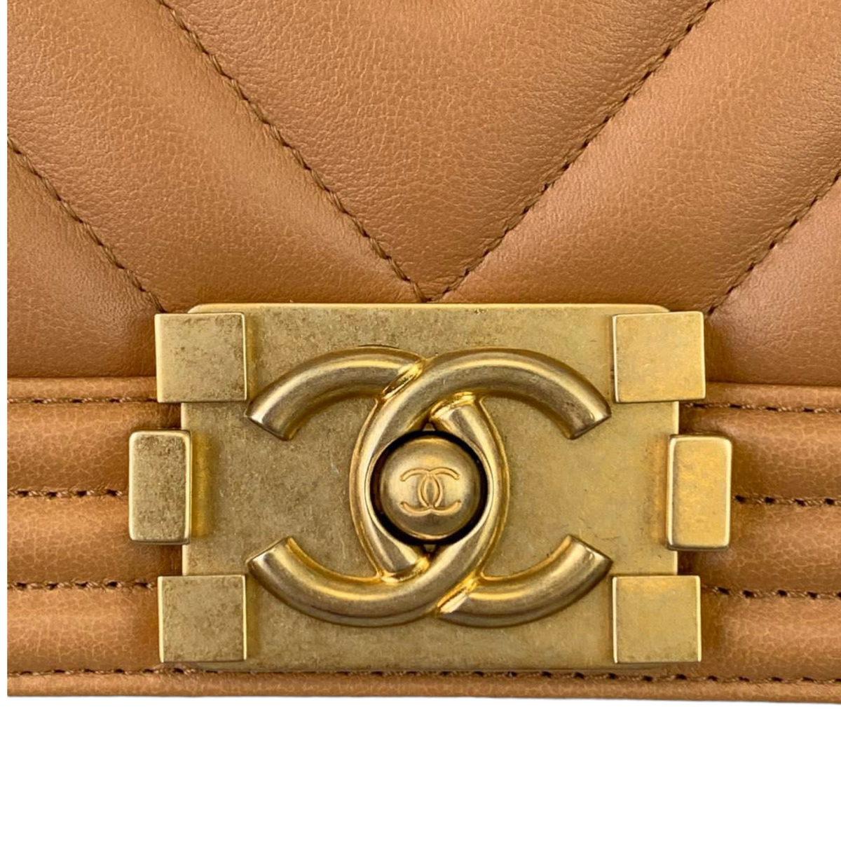 Boy Old Medium Caramel Calf Chevron GHW