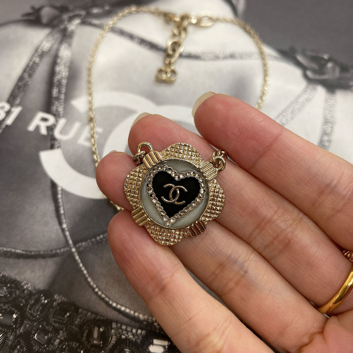 CC Heart Rhinestone Necklace 21A