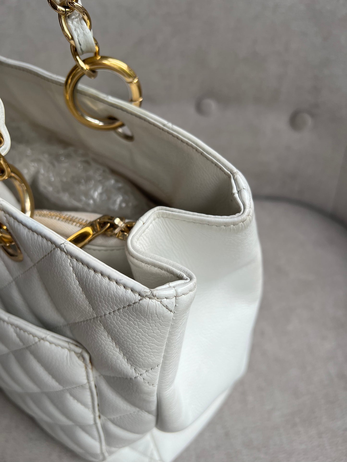 Chanel White Caviar Grand Shopper Tote