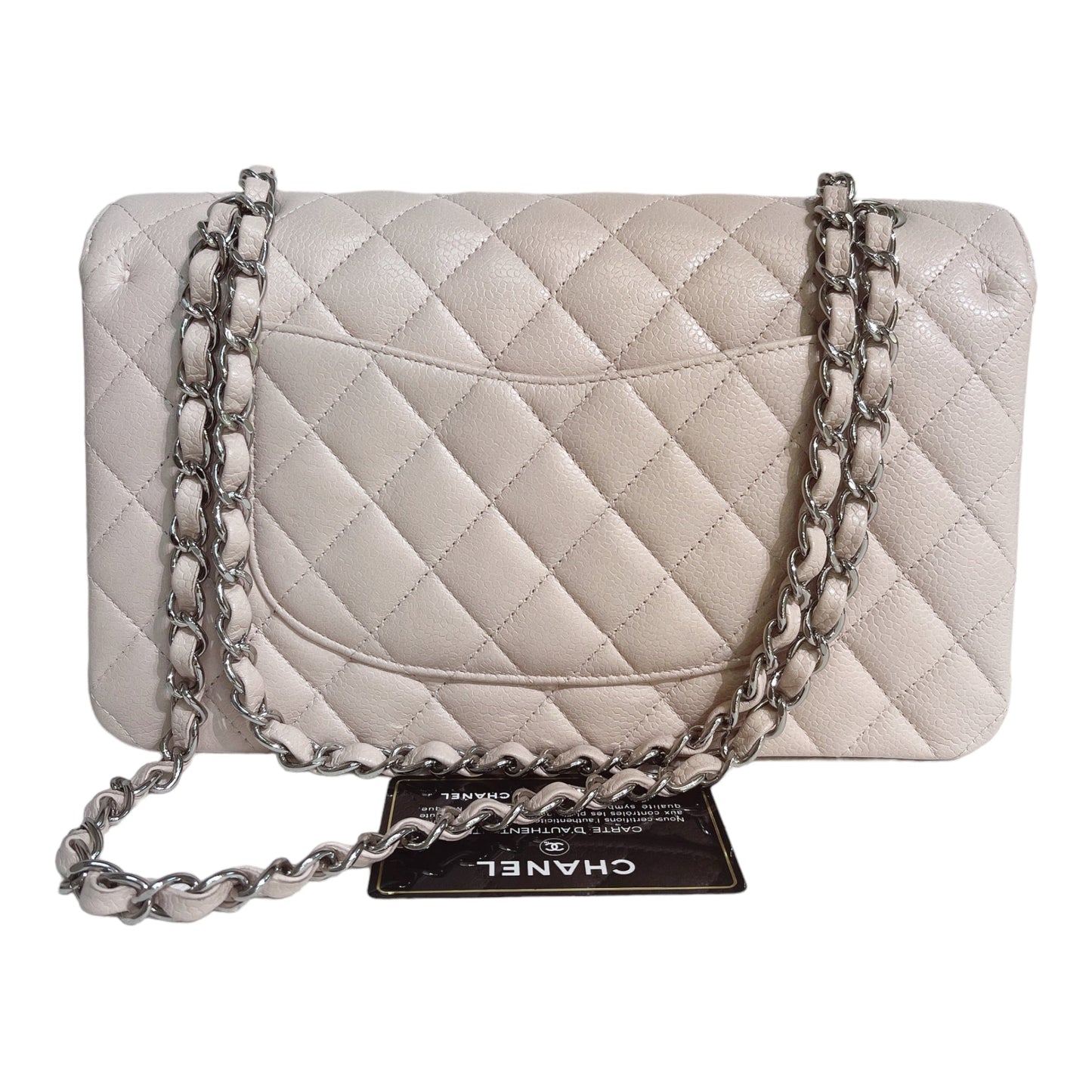 Chanel Classic M/L Medium Flap Quilted Light Pink Caviar Gold Hardware