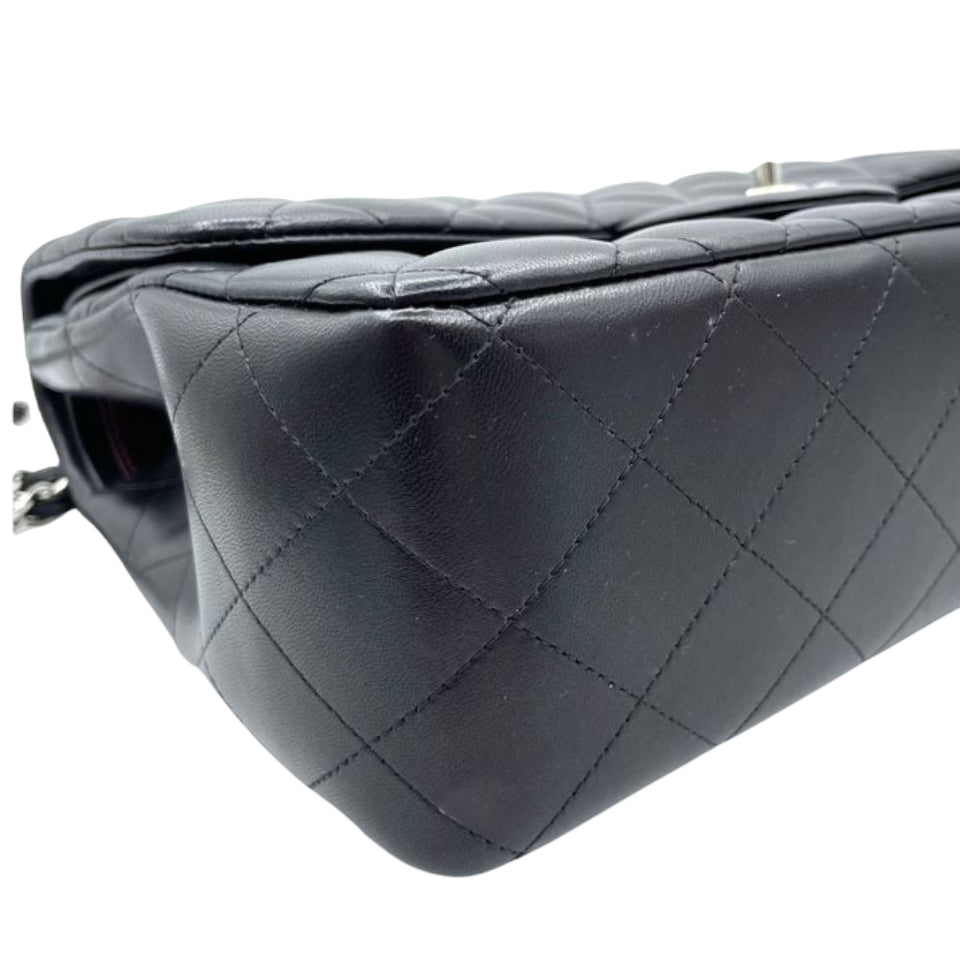 Jumbo Double Flap Lambskin Black SHW