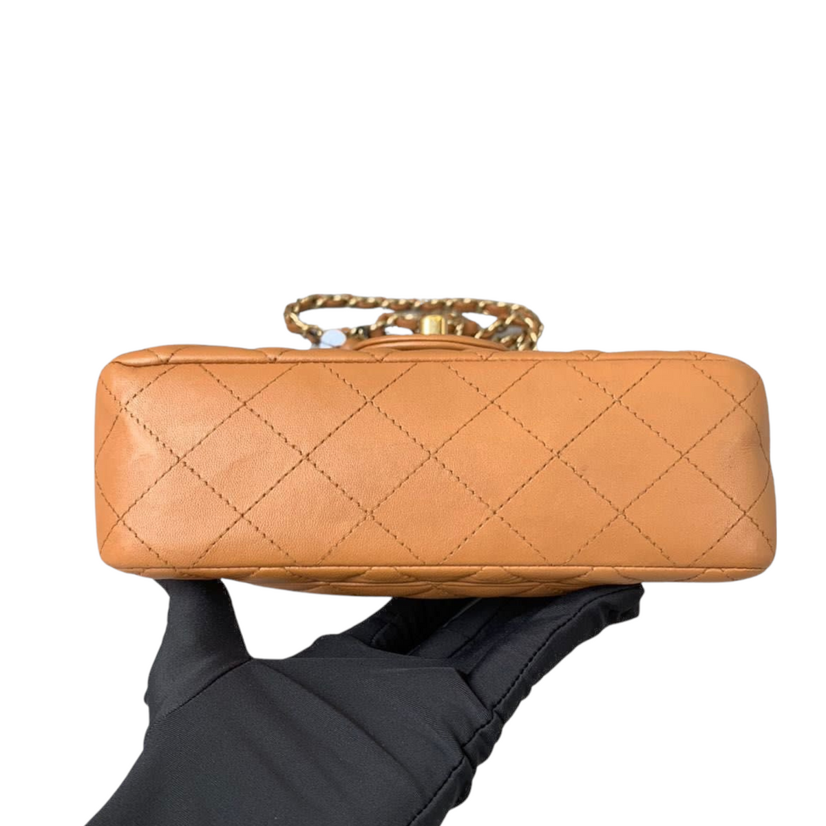 Mini Rectangle Classic Flap Lambskin Caramel GHW