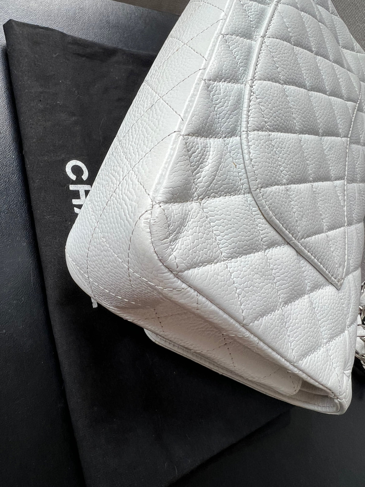 Chanel Medium Classic Flap in White Caviar