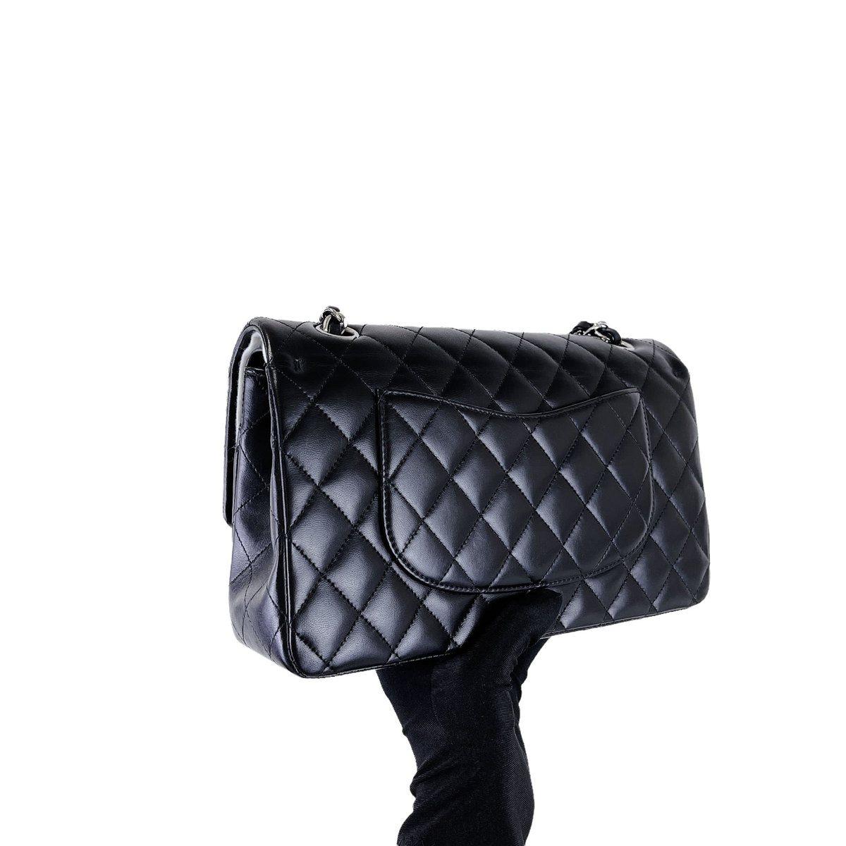 Medium Classic Double Flap Lambskin Black SHW
