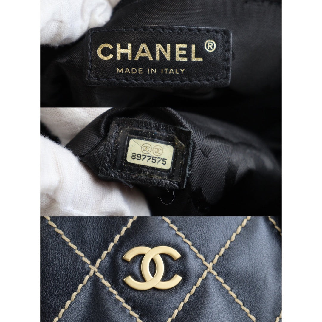 Rank A ｜Chanel Lamb Skin Wild Stitching Coco Mark Handbag ｜V23070708