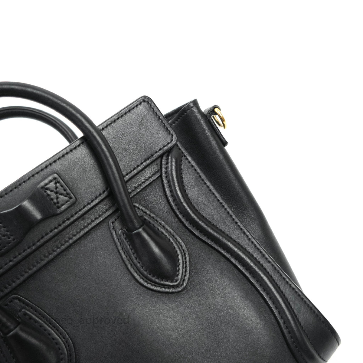 Celine Nano Luggage in Black Calfskin Antique Gold Hardware