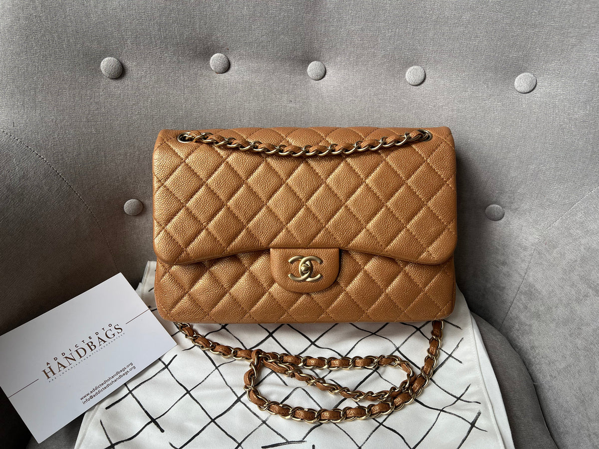 Chanel Jumbo Double Flap in Gold Caviar