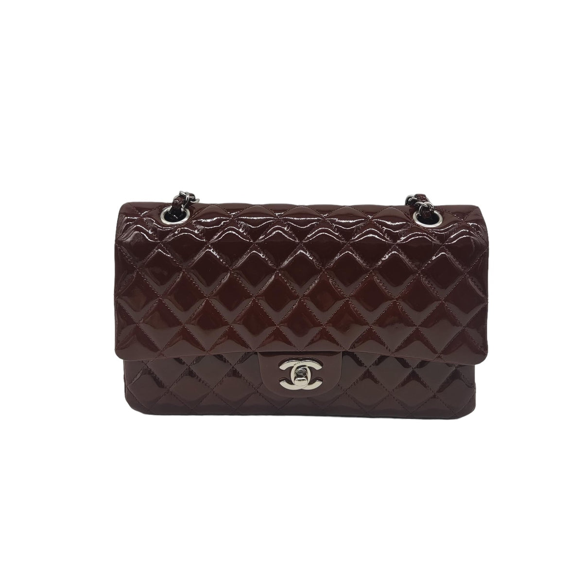 Medium Classic Flap Patent Burgundy SHW