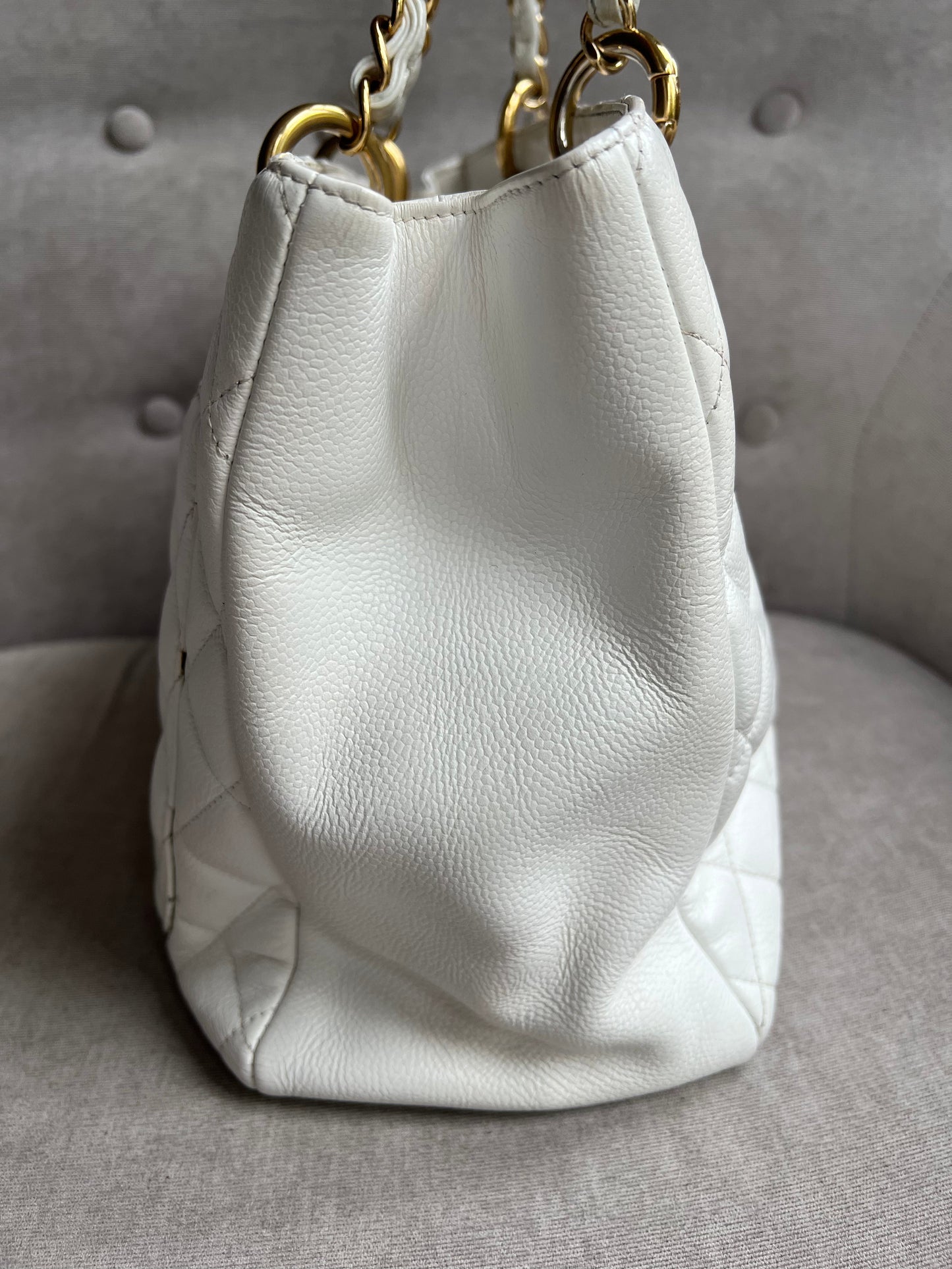 Chanel White Caviar Grand Shopper Tote