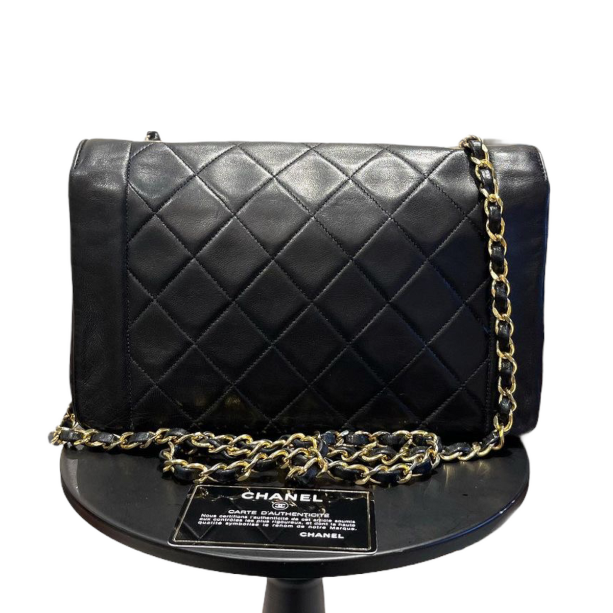 Medium Diana Lambskin Black GHW