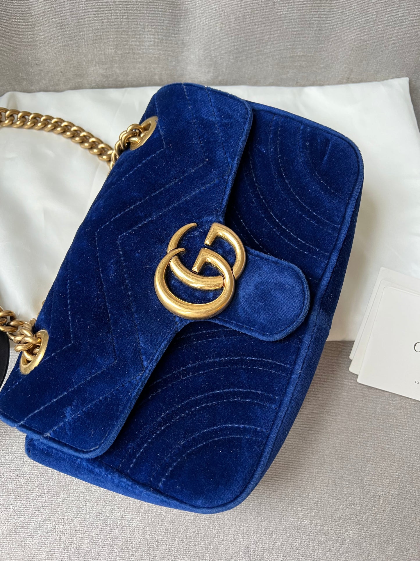 Gucci GG Blue Velvet Marmont Mini Shoulder Bag (RRP £1295)