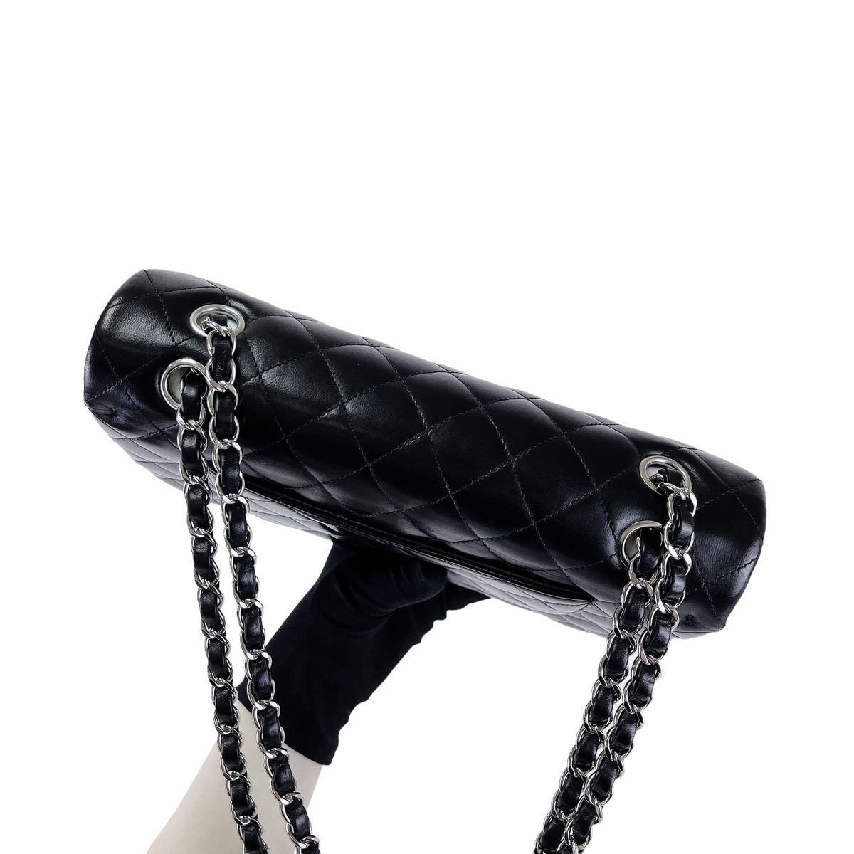 Medium Classic Double Flap Lambskin Black SHW
