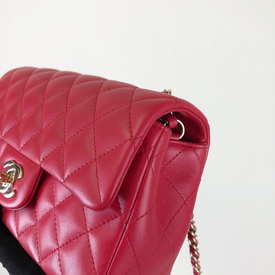 Mini Rectangle Lambskin Red GHW