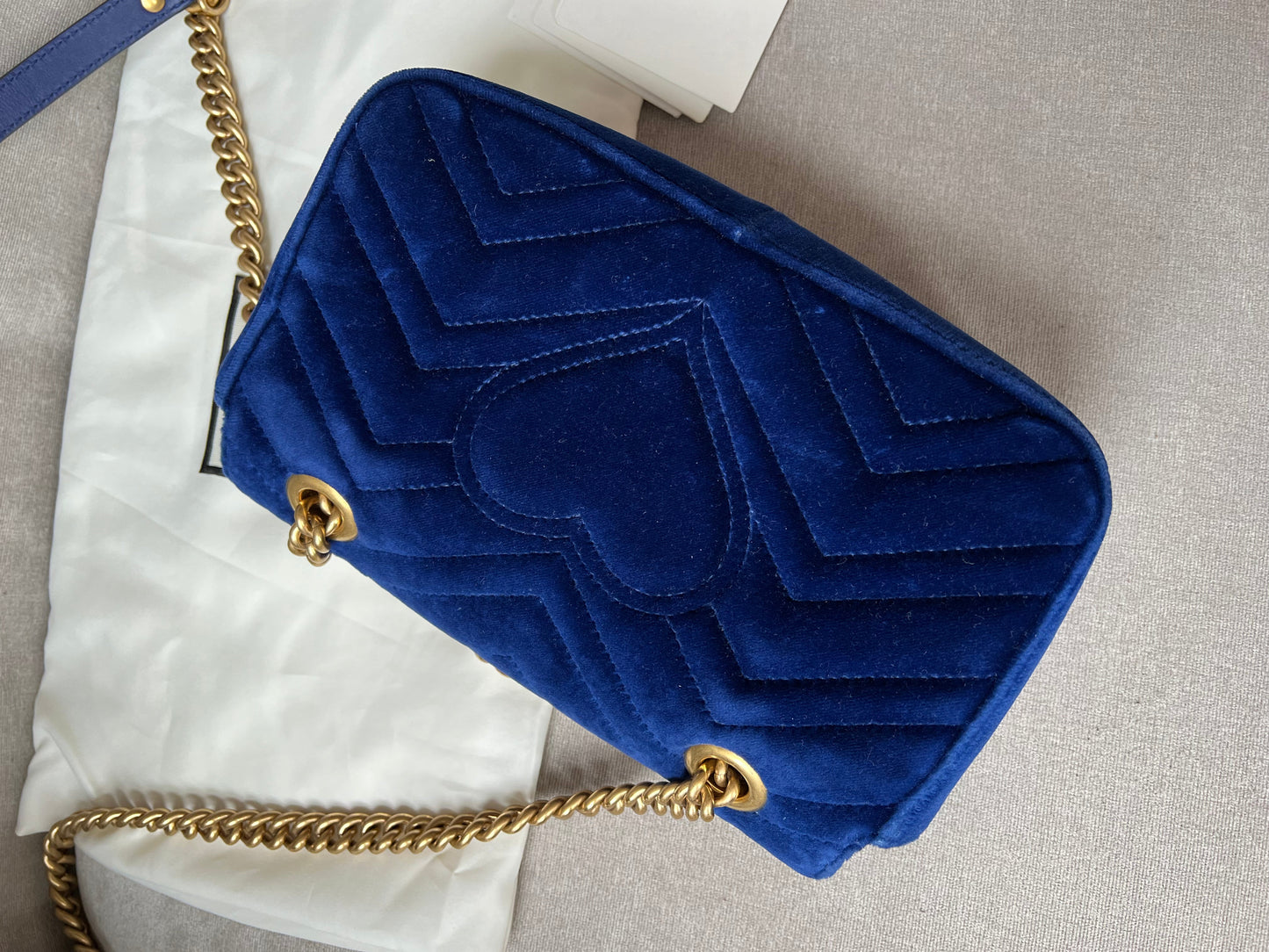 Gucci GG Blue Velvet Marmont Mini Shoulder Bag (RRP £1295)