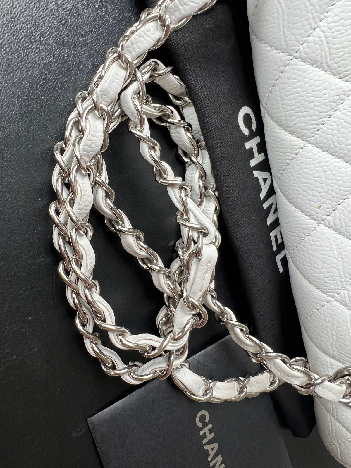 Chanel Medium Classic Flap in White Caviar
