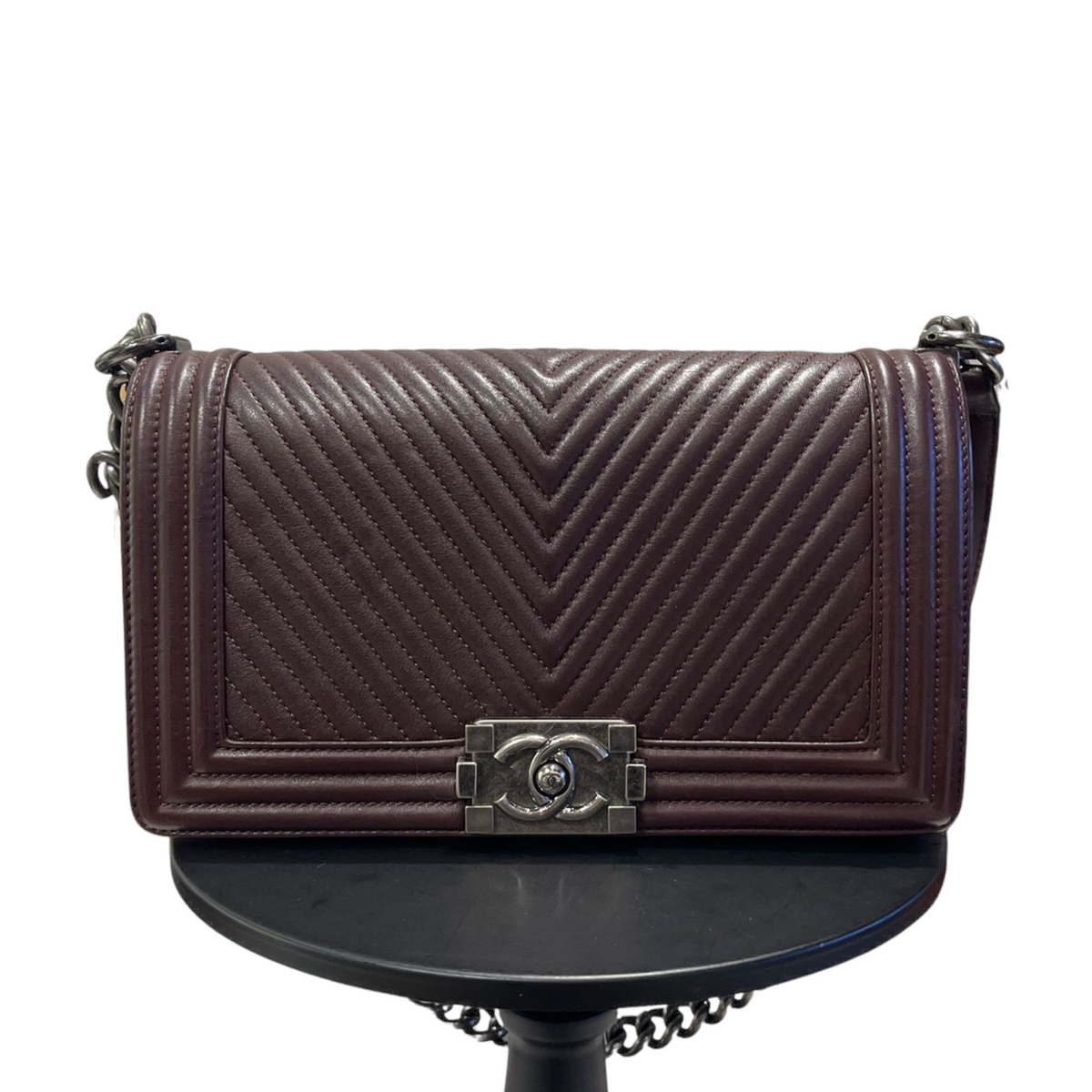 Old Medium Le Boy Chevron Lambskin Burgundy RHW