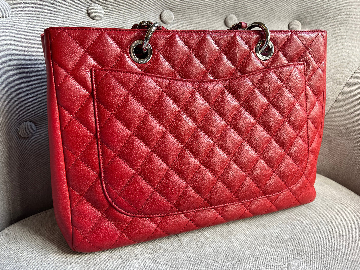 Chanel Red Caviar Grand Shopper Tote