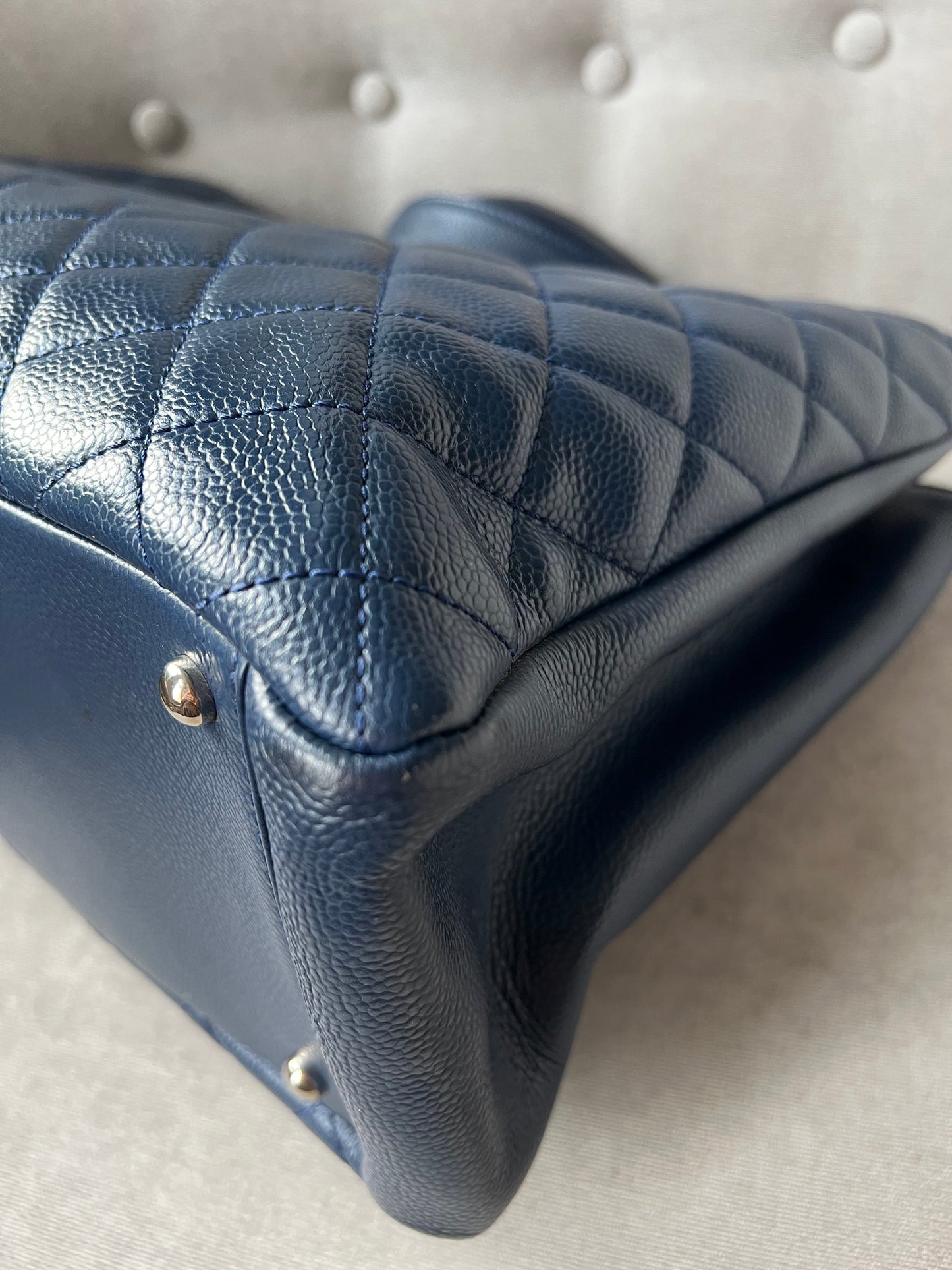 Chanel XL Dark Blue Caviar Grand Shopper Tote