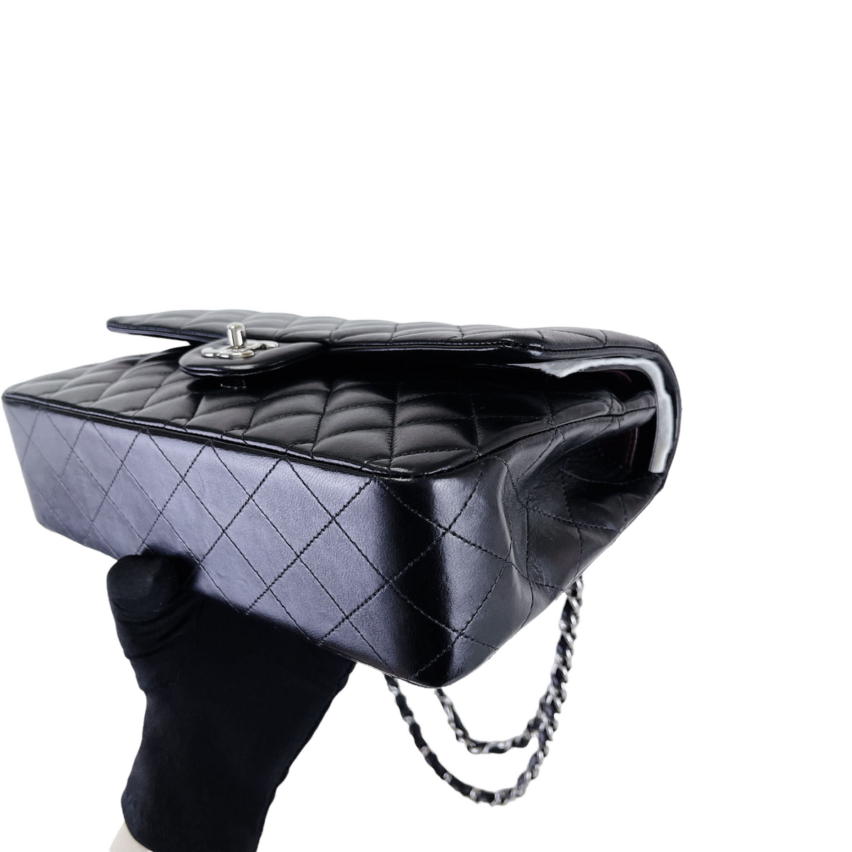 Medium Classic Double Flap Lambskin Black SHW