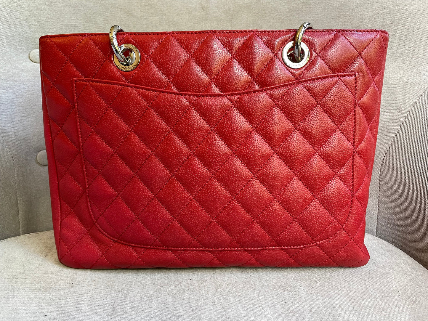 Chanel Red Caviar Grand Shopper Tote