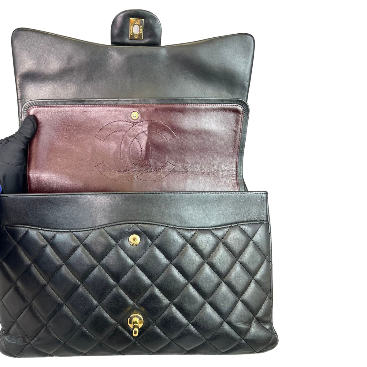 Double Flap Maxi Lambskin Black GHW