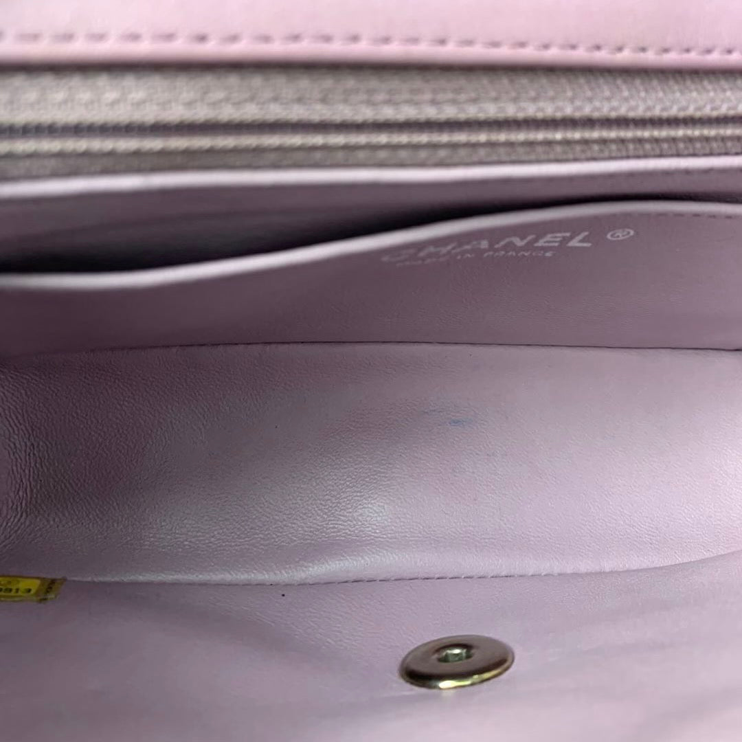 Rectangle Mini Lambskin Purple SHW