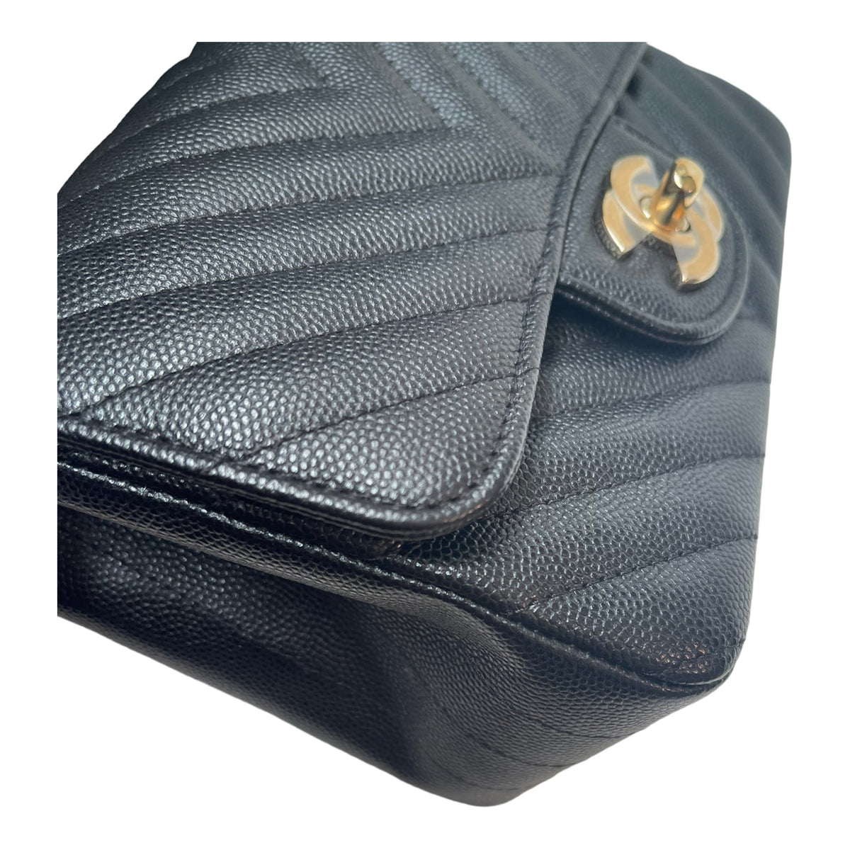 Chanel Mini Square Chevron Caviar 18B