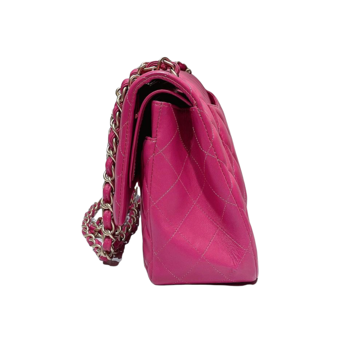 Classic Double Flap Jumbo Lambskin Hot Pink GHW