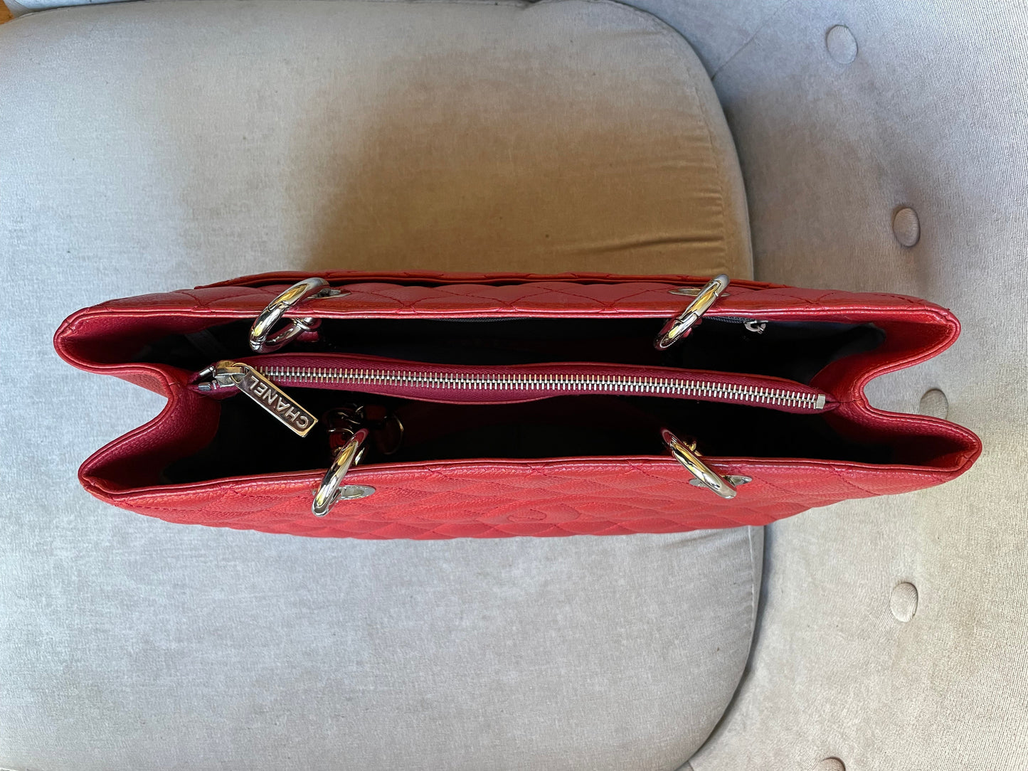 Chanel Red Caviar Grand Shopper Tote