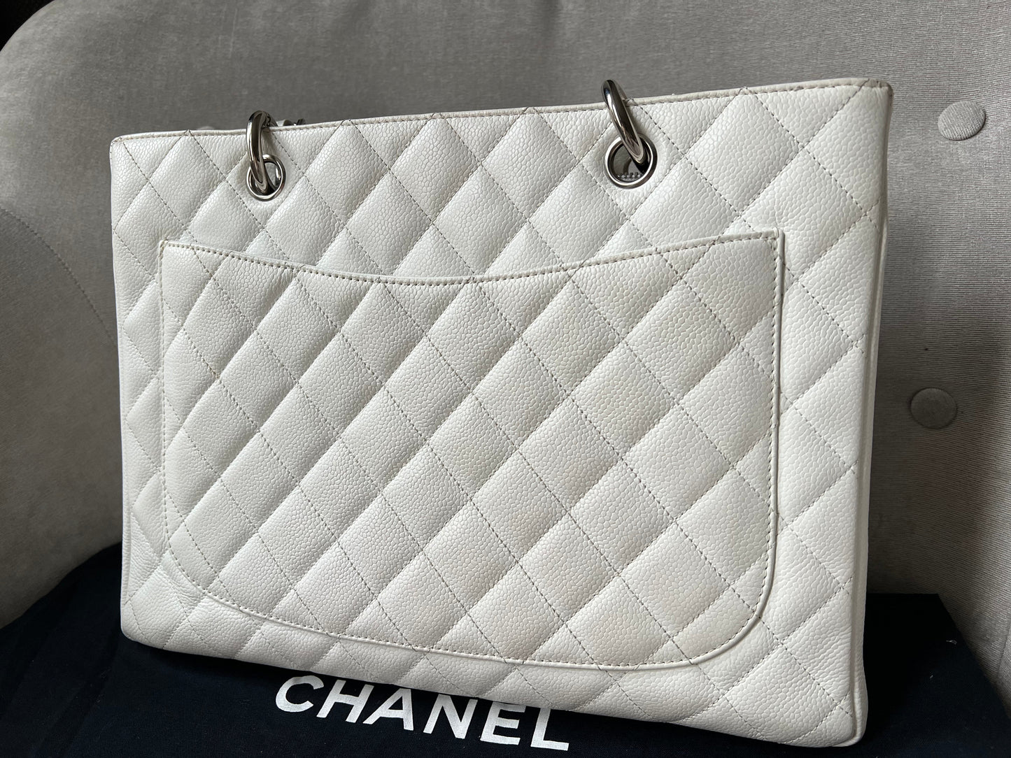 Chanel White Caviar Grand Shopper Tote